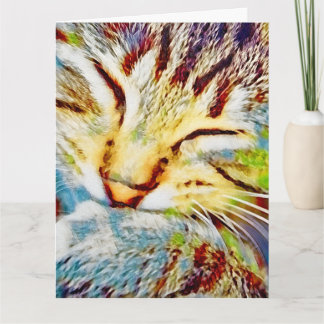 Rainbow Kitten Cute Cat Modern Art Kaart