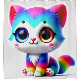 Rainbow Kitten Douchegordijn
