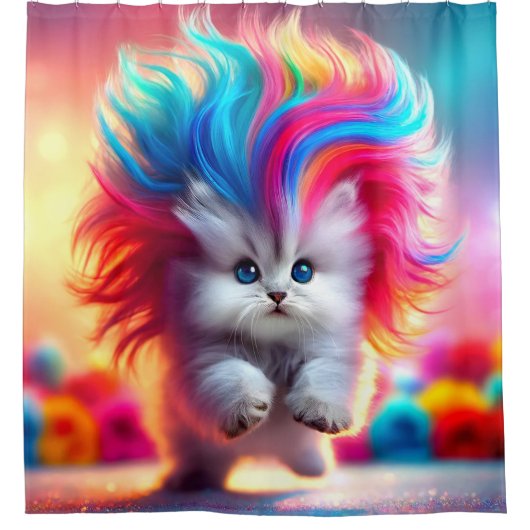 Rainbow Kitten Douchegordijn (Voorkant)