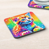 Rainbow Kitten Dromen Bier Onderzetter (Linkerzijde)