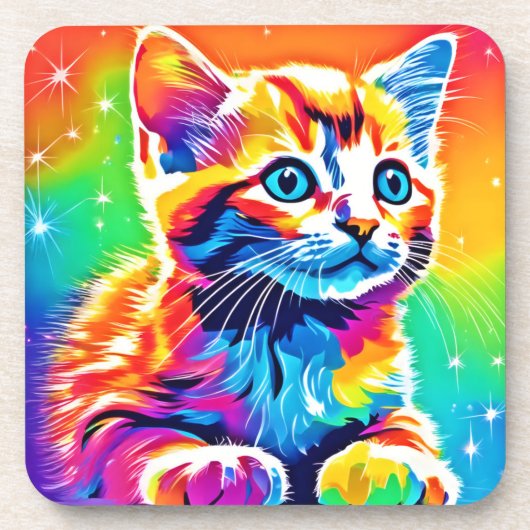 Rainbow Kitten Dromen Bier Onderzetter (Voorkant)