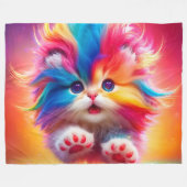 Rainbow Kitten Fleece Deken (Voorkant (Horizontaal))