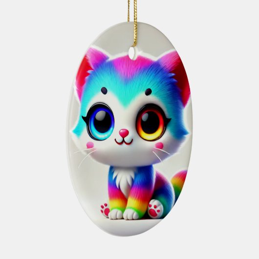 Rainbow Kitten Keramisch Ornament (Rechts)