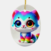 Rainbow Kitten Keramisch Ornament (Voorkant)