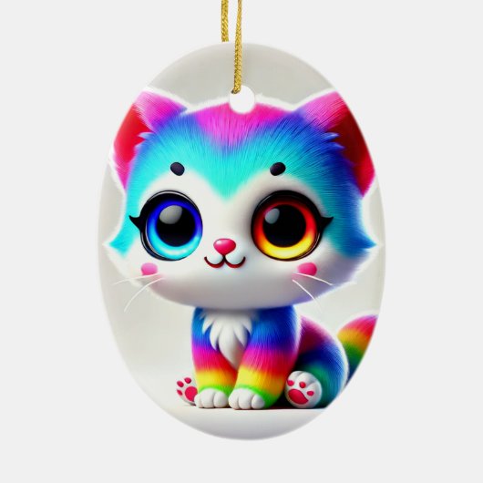 Rainbow Kitten Keramisch Ornament (Achterkant)
