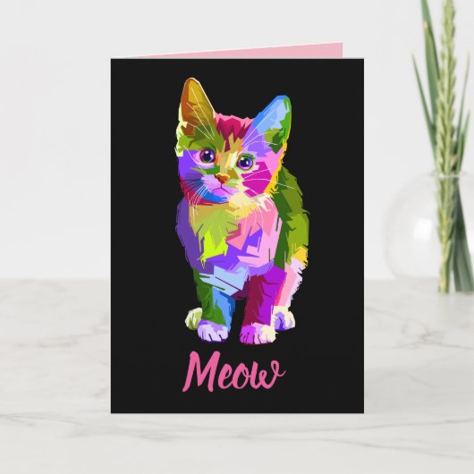 Rainbow Kitten Meow wenskaart Kaart (Voorkant)