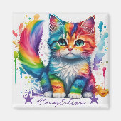 Rainbow Kitten Painter Magneet (Voorkant)