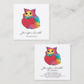 Rainbow Kitten Pet Groomer Vierkante Visitekaartje (Voorkant / Achterkant)