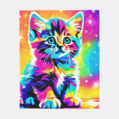 Rainbow Kitten Portret Fleece Deken (Voorkant)