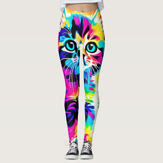 Rainbow Kitten Portret Leggings (Voorkant)