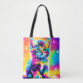 Rainbow Kitten Portret Tote Bag (Voorkant)