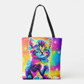 Rainbow Kitten Portret Tote Bag (Achterkant)