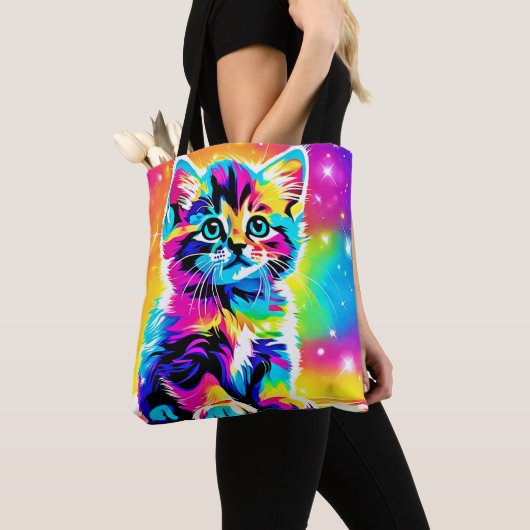 Rainbow Kitten Portret Tote Bag (Dichtbij)