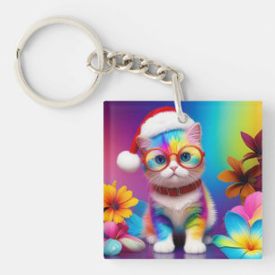 Rainbow Kitten Santa Claus-57357 Sleutelhanger