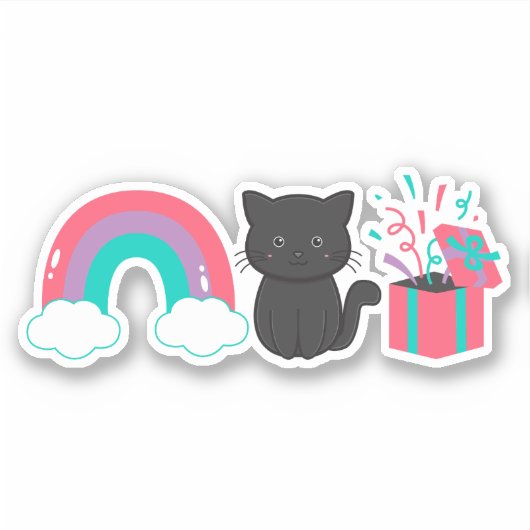 Rainbow Kitten Surprise Icon Sticker | Pink Purple (Voorkant)