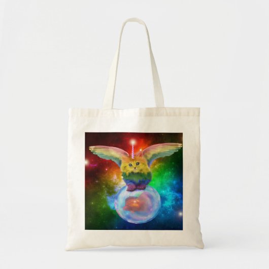 Rainbow Kitten Unicorn Gold Fish Space Buddies Tote Bag (Voorkant)