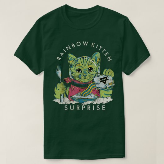 Rainbow Kitten verrassing T-shirt (Design voorkant)