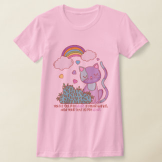 Rainbow Kitten with Heart Lyrics on Women's Tee T-shirt