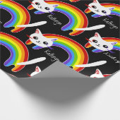 Rainbow Kitty Cat, gepersonaliseerd Cadeaupapier (Hoek)