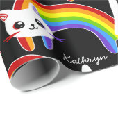 Rainbow Kitty Cat, gepersonaliseerd Cadeaupapier (Rol Hoek)
