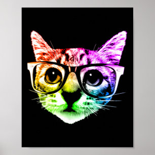 Rainbow Kitty Cat met Gles Poster