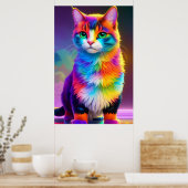 Rainbow Kitty Cat Poster (Keuken)