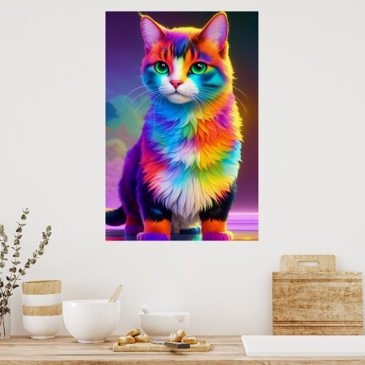 Rainbow Kitty Cat Poster (Keuken)