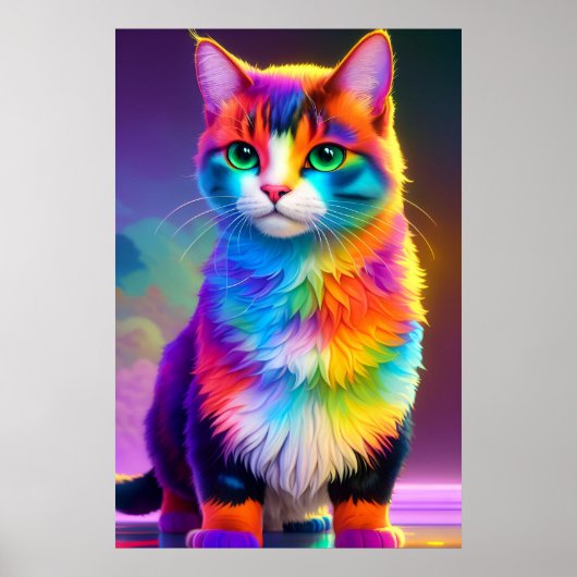 Rainbow Kitty Cat Poster (Voorkant)
