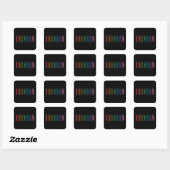 RAINBOW Kleine Vierkante Stickers / Zwart (Vel)