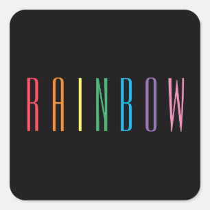 RAINBOW Kleine Vierkante Stickers / Zwart