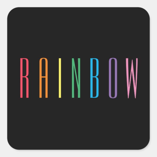 RAINBOW Kleine Vierkante Stickers / Zwart (Voorkant)