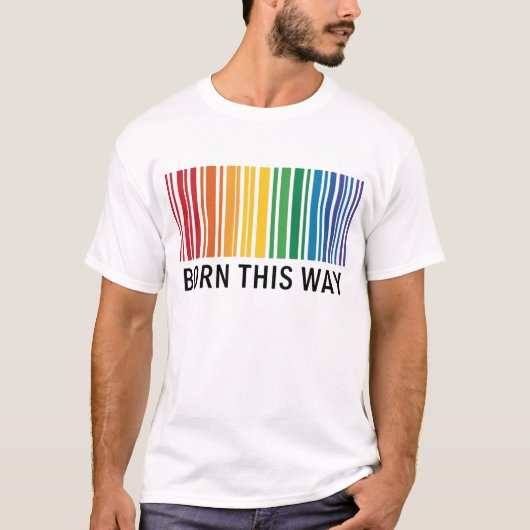 RAINBOW KLEURDE GEBOREN OP DEZE MANIER BARCODE T-SHIRT (Voorkant)