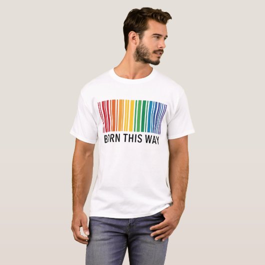 RAINBOW KLEURDE GEBOREN OP DEZE MANIER BARCODE T-SHIRT (Voorkant volledig)
