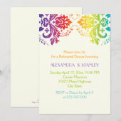 Rainbow kleuren damask bruiloft repetitie diner kaart (Voorkant / Achterkant)