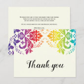 Rainbow kleuren damask lesbische bruiloft Dank je Bedankkaart (Voorkant / Achterkant)