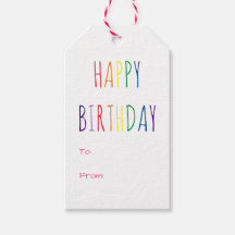 Rainbow-kleuren Hot-roze Birthday Gift-Labels