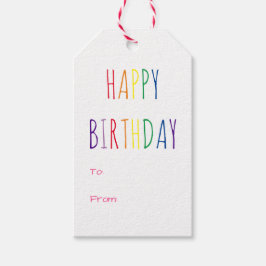 Rainbow-kleuren Hot-roze Birthday Gift-Labels Cadeaulabel