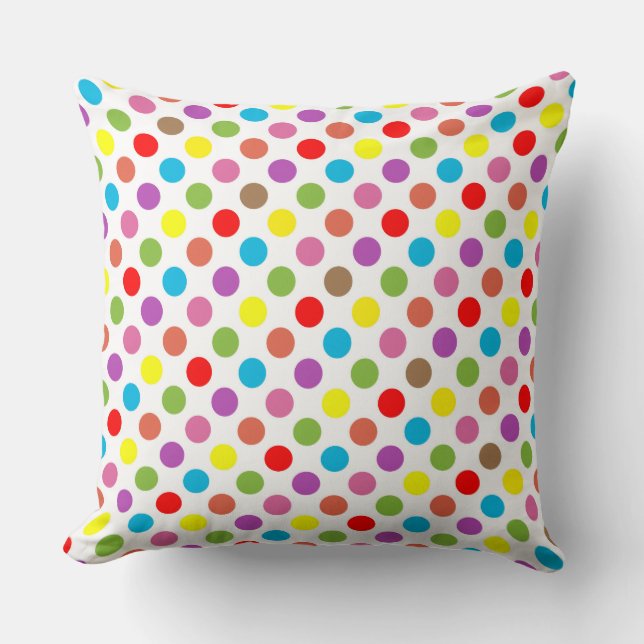 Rainbow-kleuren poka-puntpatroon kussen (Voorkant)