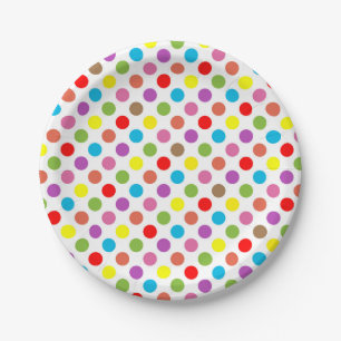 Rainbow-kleuren poka-puntpatroon papieren bordje