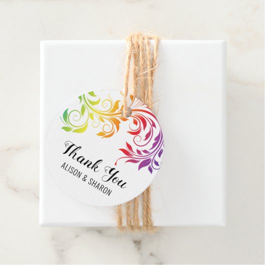 Rainbow kleuren scroll Bedankt voor lesbische brui Bedankjes Labels (In situ)