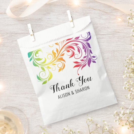 Rainbow kleuren scroll Bedankt voor lesbische brui Bedankzakje (Geknipt)