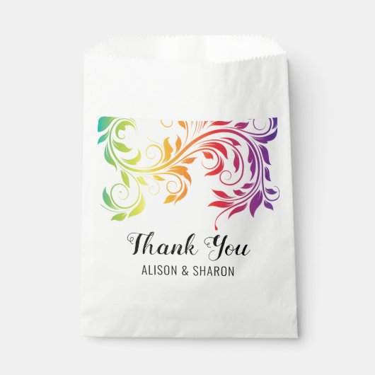 Rainbow kleuren scroll Bedankt voor lesbische brui Bedankzakje (Voorkant)