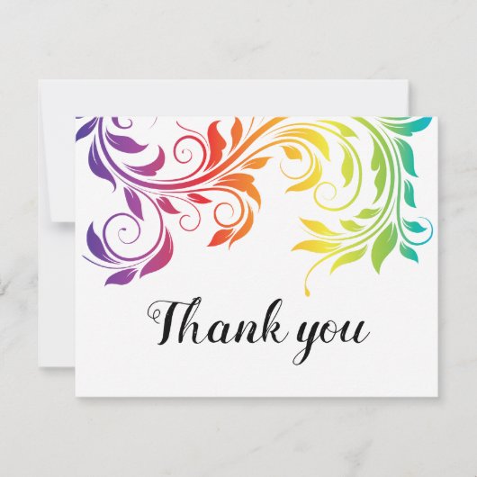 Rainbow kleuren scroll leaf bruiloft Dank je Bedankkaart (Voorkant)