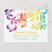 Rainbow-kleuren scroll leaf bruiloft Save the Date Aankondigingskaart (Voorkant)