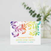 Rainbow-kleuren scroll leaf bruiloft Save the Date Aankondigingskaart (Staand voorkant)