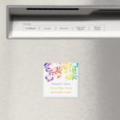 Rainbow-kleuren scroll leaf bruiloft Save the Date Magneet (Insitu (Vaatwasser))