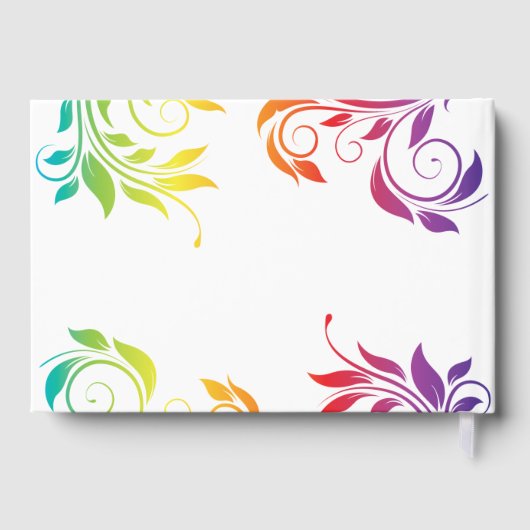 Rainbow-kleuren scroll leaf LGBT bruiloft Gastenboek (Achterkant)