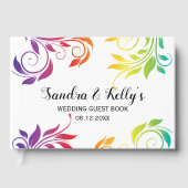 Rainbow-kleuren scroll leaf LGBT bruiloft Gastenboek (Voorkant)