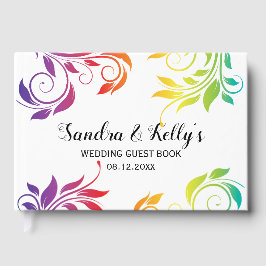 Rainbow-kleuren scroll leaf LGBT bruiloft Gastenboek