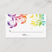 Rainbow-kleuren scroll leaf LGBT bruiloft Plaatskaartje (Achterkant)